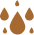 Brown drops on a white background, symbol of liquids or substances