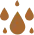 Brown drops on a white background, symbol of liquids or substances